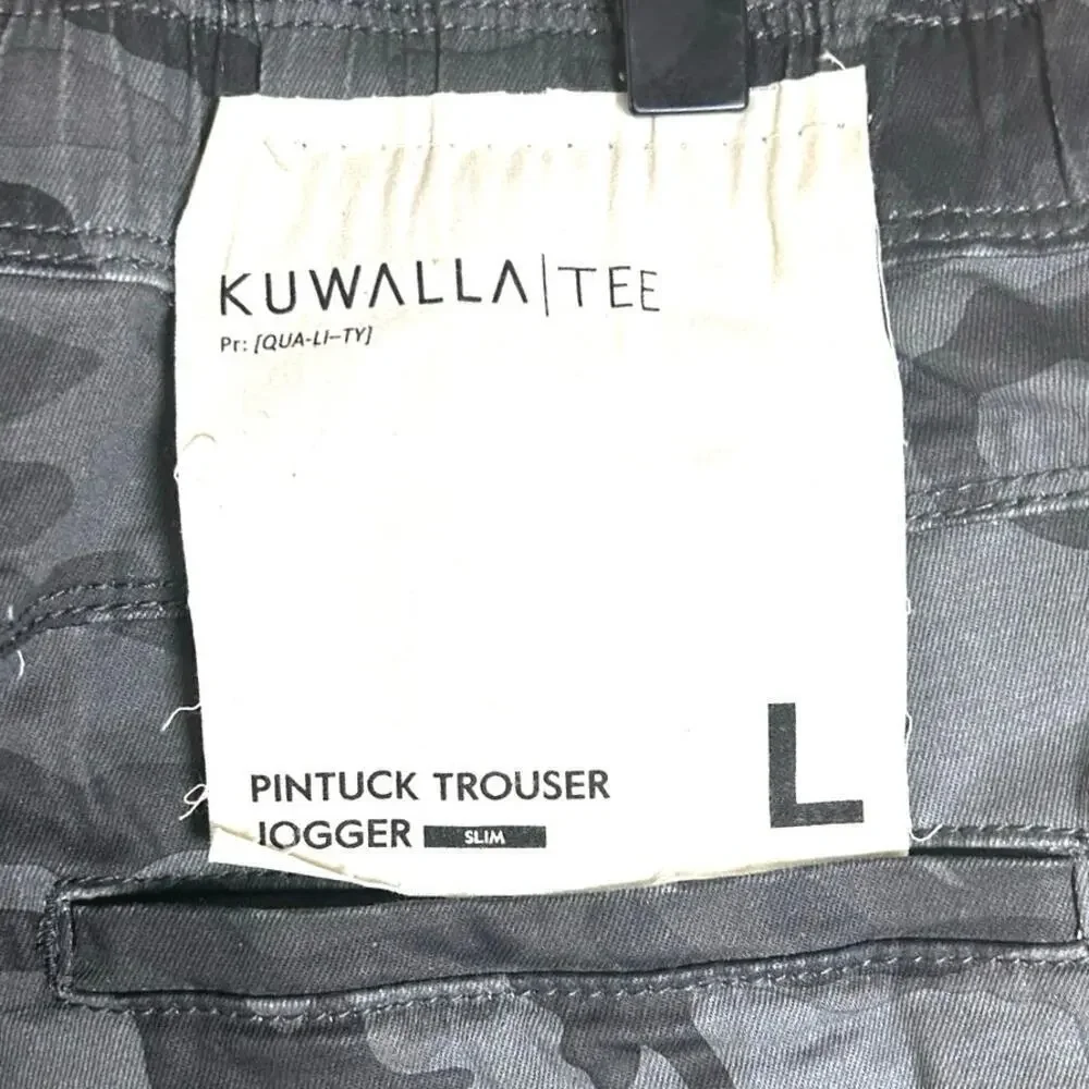 NWT Kuwalla Tee Men’s Camo Pintuck Trouser Joggers Black/Gray Size Large